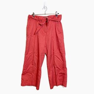 Caribbean Joe Cotton Coral Red 'Let Go' Waist Tie Cropped Pants